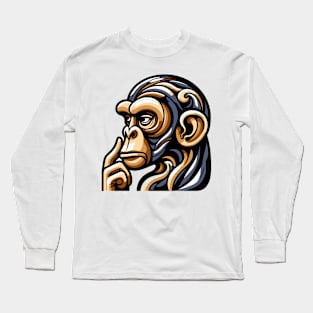 Pop art monkey illustration. cubism illustration of monkey Long Sleeve T-Shirt